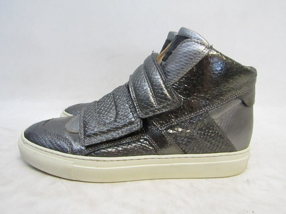 Maison Margiela Womens Size 36.5 EUR Shiny Silver Straps Ankle Fashion Boots